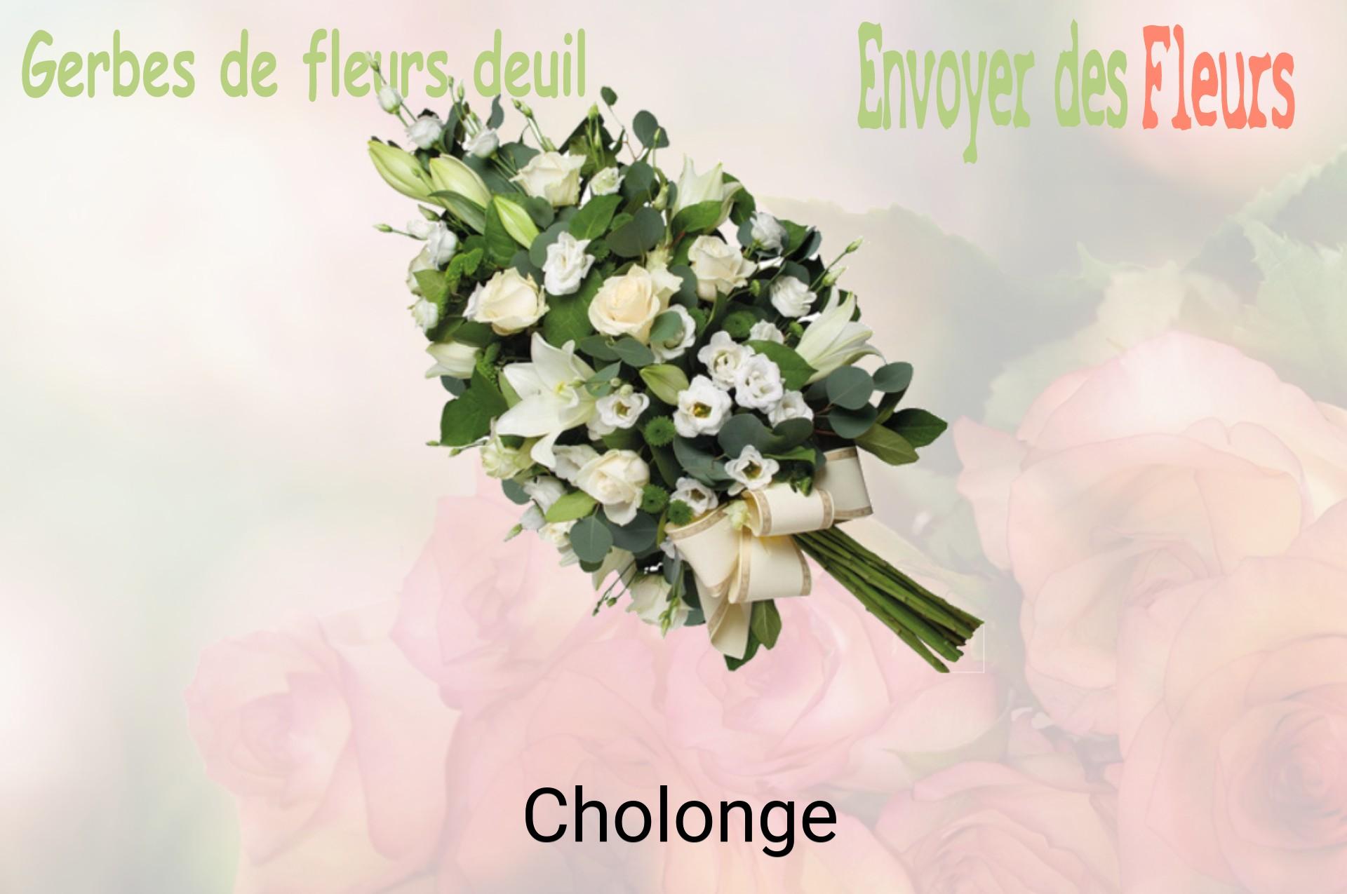 Gerbe de fleurs de deuil livrée à Cholonge